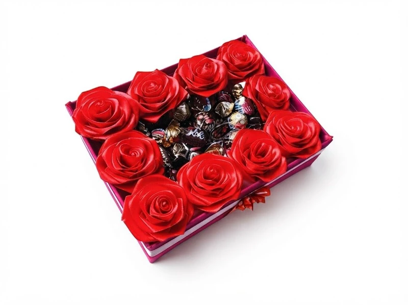 Caja de 10 rosas y bombones 12 Zelle